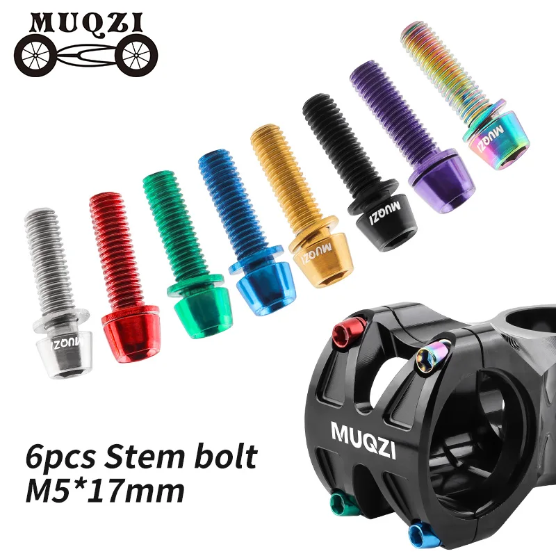 Bike Stem Riser - MUQZI 6pcs Stem Bolts M5x17mm Bicycle