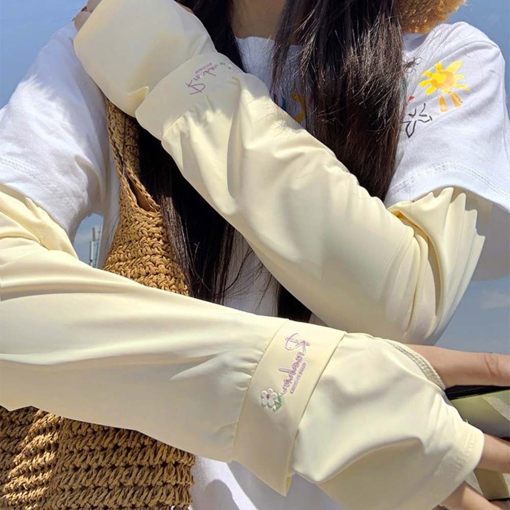 Flower Embroidered Long Ice Si - Cycling Glove 评论和价格