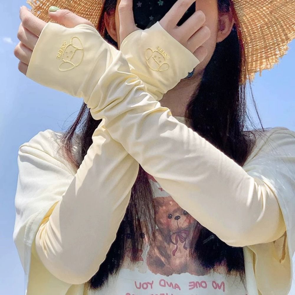 Cute Elastic Long Ice Silk Sle - Cycling Glove 评论和价格